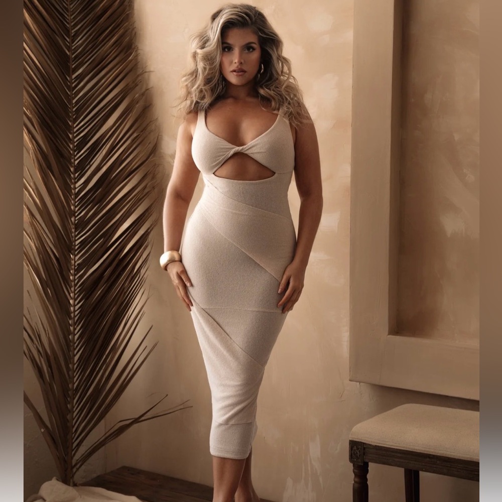 Jlux Label Beige Bodycon Dress